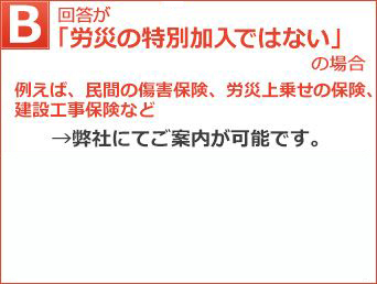 「労災の特別加入ではない」場合、弊社にてご案内が可能です。